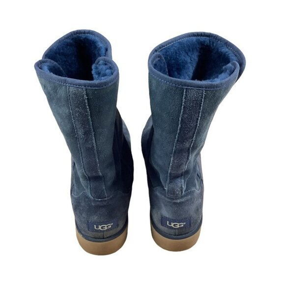 Ugg Womens Blue Suede Mid-Calf Boots With Shearling Lining & Rubber Sole Size 7. - Picture 3 of 10